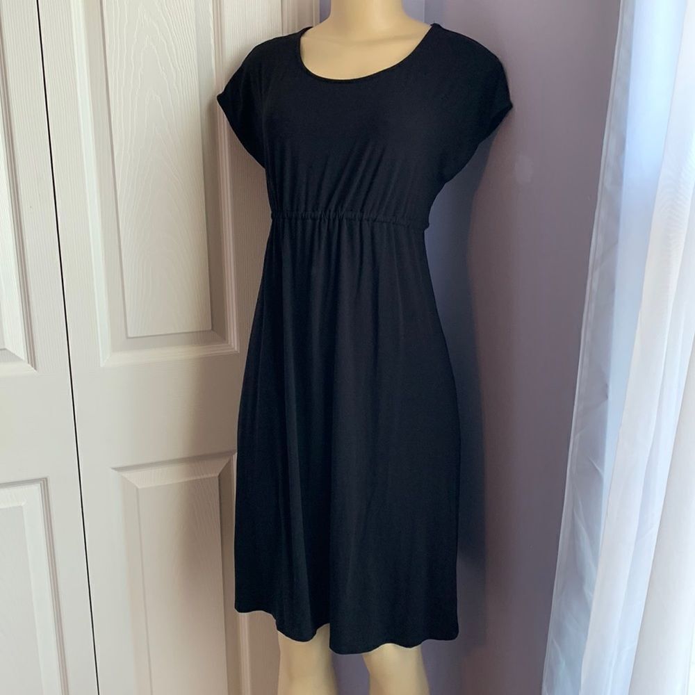 A Glow Maternity Short Sleeve Midi Dress XS Black